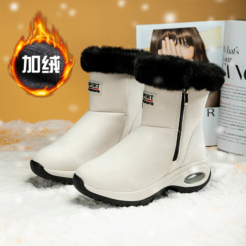 Invierno transfronterizo de mujer con botas de nieve cálidas con cremallera de comercio exterior botas de algodón botas de algodón zapatos de mujer al aire libre