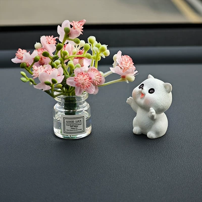 Car ornaments – vase car interior decoration ornaments - hug-cat-pink-peach-blossom-bottle-free-traceless-glue