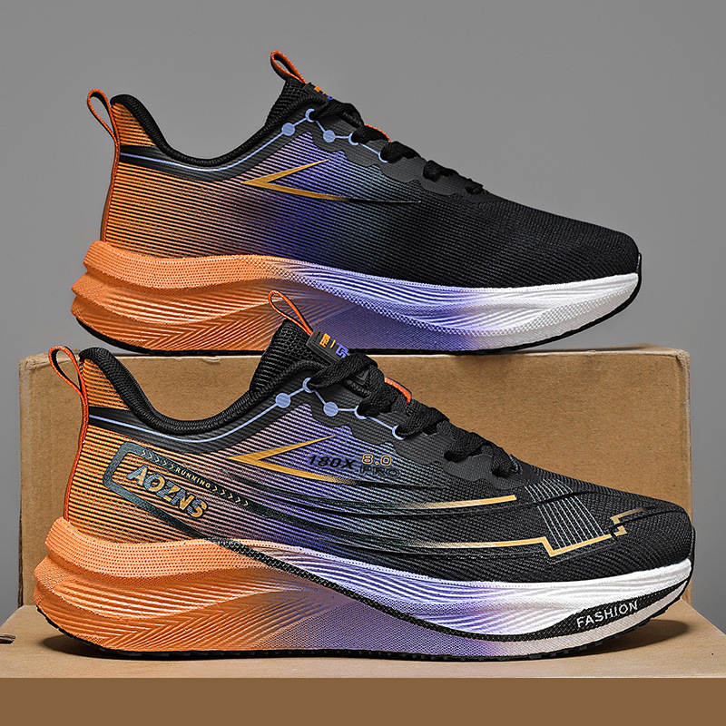 2025 nuevo ultra ligero malla transpirable zapatos de carrera hombre retro amortiguador antideslizante explosión placa de carbono zapatillas de carreras de moda