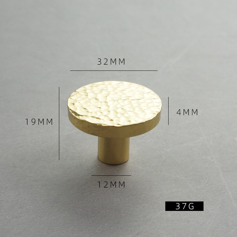 Manija de latón martillado moderno minimalista gabinete cajón armario puerta zapato gabinete de lujo luz oro cobre puro mango largo