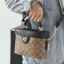 蔻家新款kay马车标盒子包c欧美复古经典老花手提单肩斜挎化妆包女