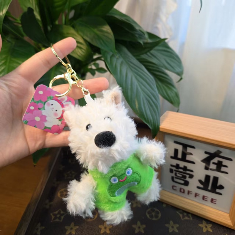 爆款西高地毛绒公仔穿衣小狗钥匙扣挂件可爱潦草小狗情侣挂件礼品|undefined