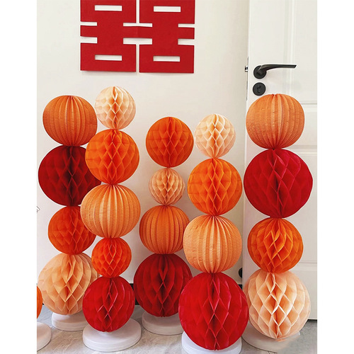 Factory Wholesale Honeycomb Column Wedding Party Background Wall Decoration Little Red Book Wedding Room Honeycomb Hanging Lantern