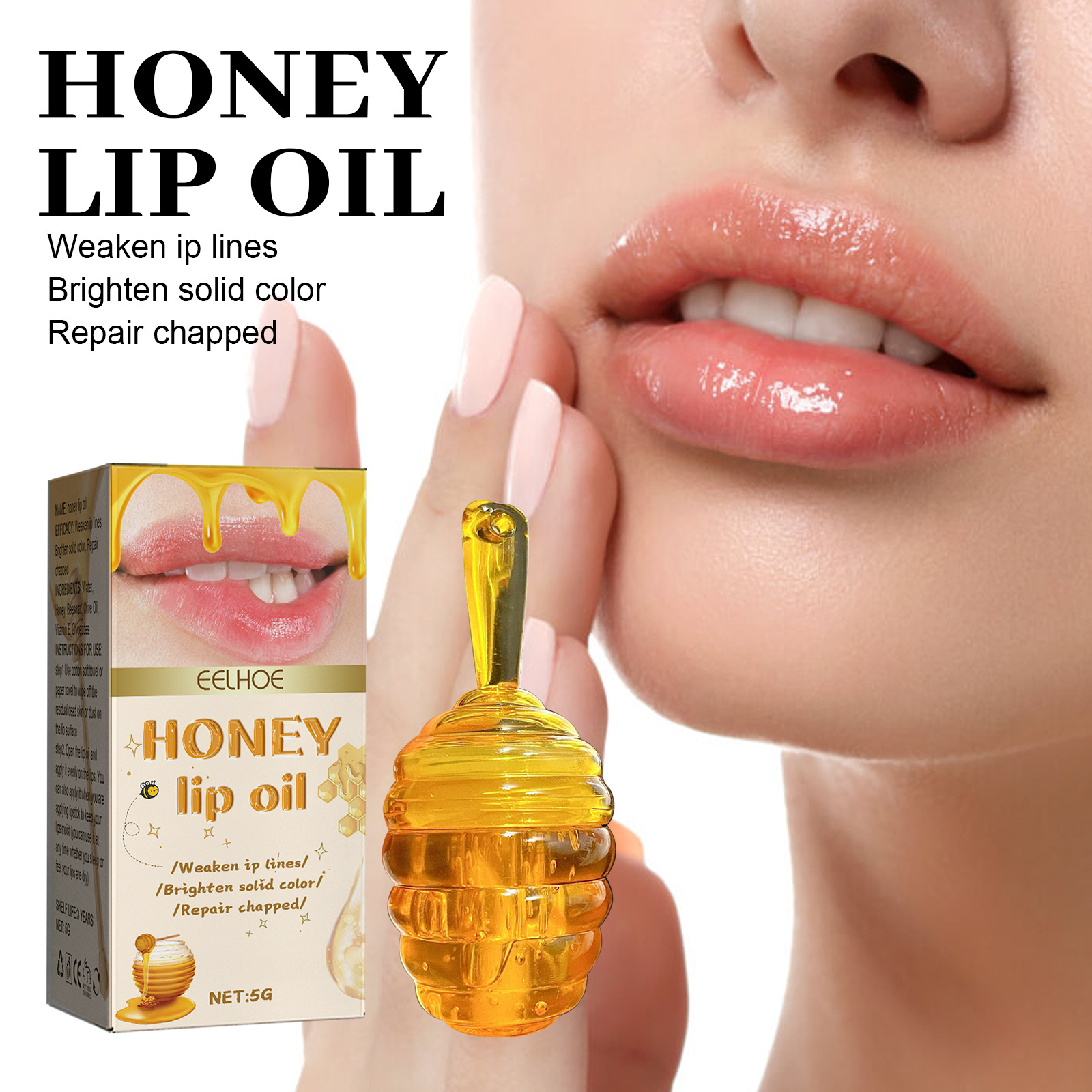 EELHOE Honey to Lighten Lines, Prevent Dry Cracks, Skin Peeling, Lips, Moisturize, and Protect Lip Oil_voghion.com