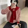 宽松新款条纹长袖针织衫