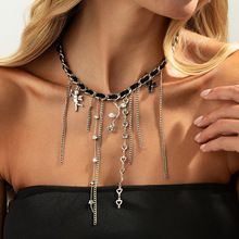 欧美跨境饰品 甜酷风设计感丘比特吊坠项链 时尚爱心星形流苏项饰