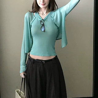 白富美千金' 高品100支水溶羊毛针织防晒开衫/背心