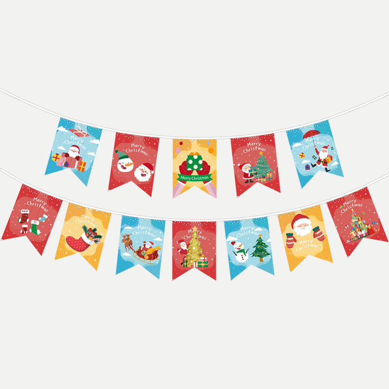 クロスボーダークリスマスレターフラッグバナー紙クリスマスフラワーハンギングフラッグ吊り下げフラッグ雰囲気アレンジメントパーティーデコレーション|undefined