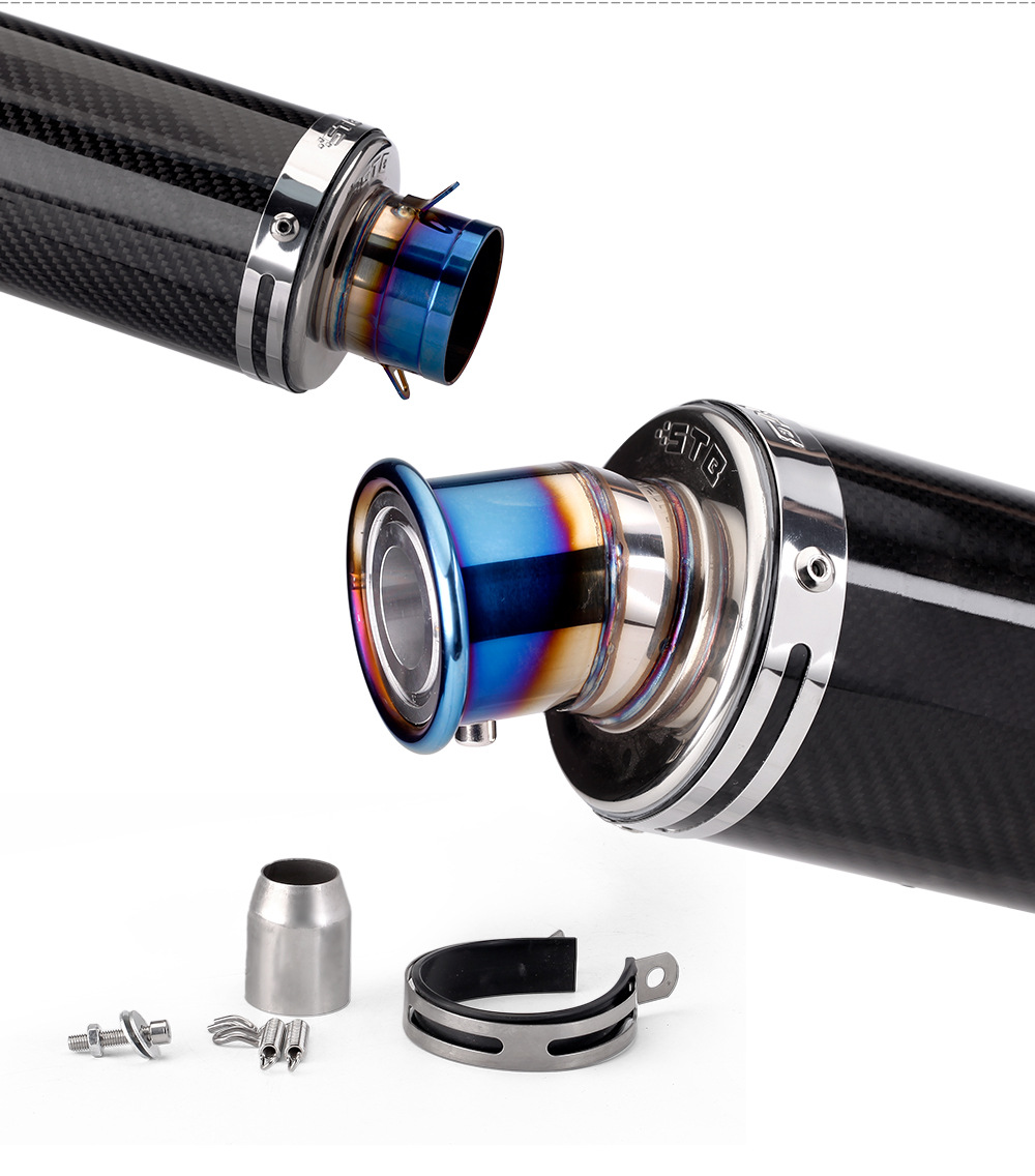 Motorcycle Exhaust Pipe Ninja400 R3 Cb650R Stb Carbon Fiber Exhaust Pipe Motorcycle Universal Tail Section