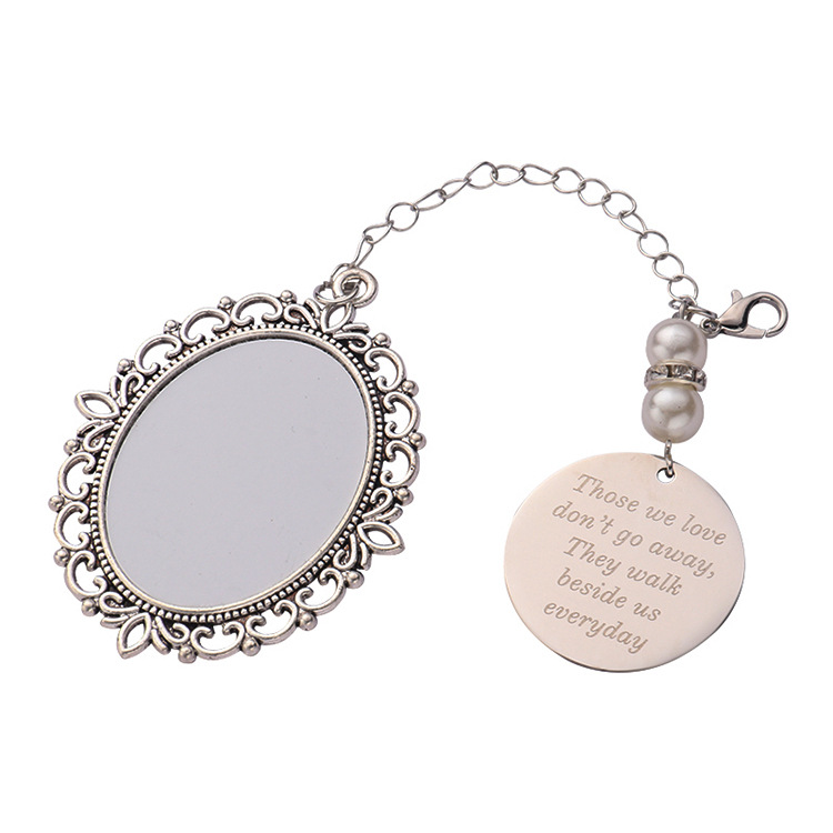 2025 Amazon temporada de graduación colgante accesorios en blanco transferencia térmica redonda cadena de sombrero de encaje regalos metálicos de sublimación térmica