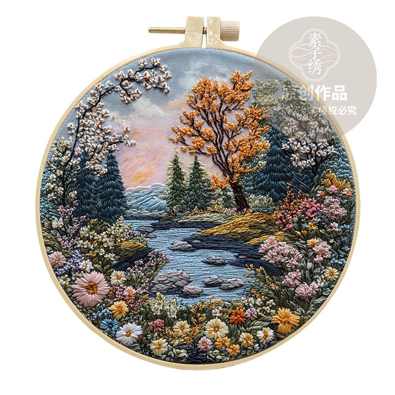 オリジナル先行販売クロスボーダー新製品刺繍 diy 風景手作り生地材料パッケージキットクリエイティブ手作り裁縫英語|undefined