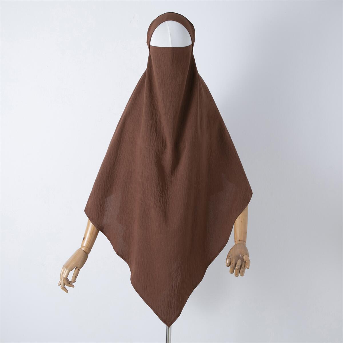 Damenbekleidung einfarbige Spitze Muslim Doppelschicht Kopftuch_voghion.com