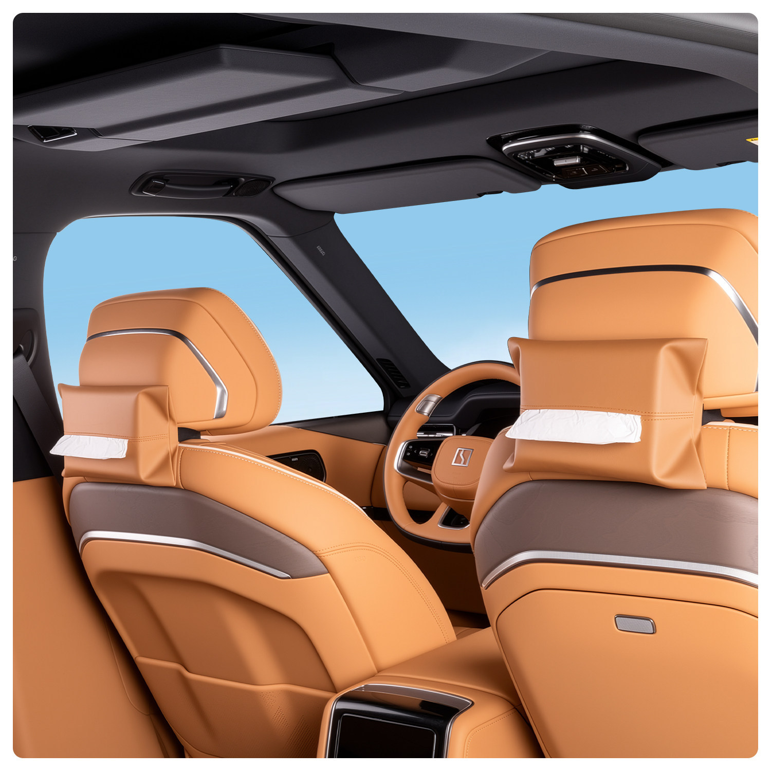 Suitable for Zeekr 9X tissue bag, car tissue box, in-car tissue dispenser, rear seat tissue bag, car interior decoration accessories