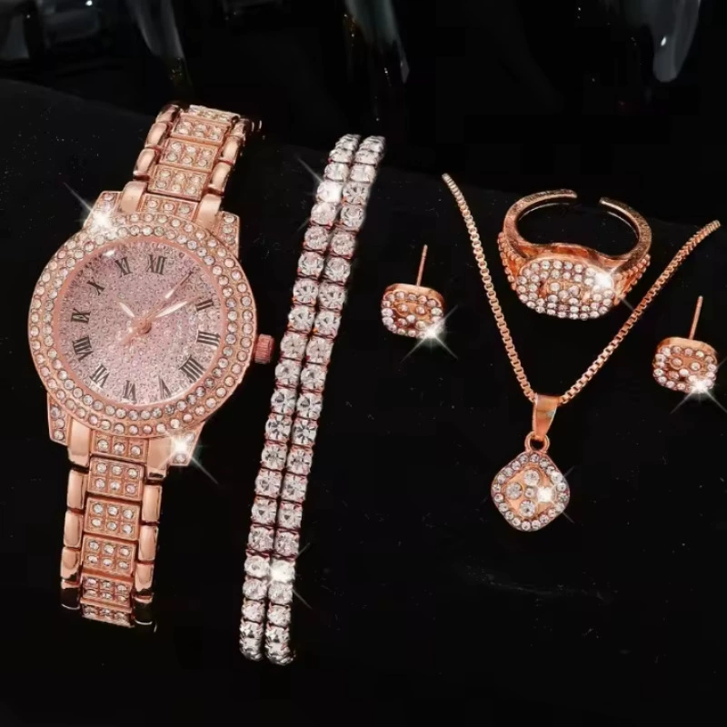 Casual Bracelet and Quartz Watch Set, Fashion Jewelry, Multiple Colors, 23.5 cm