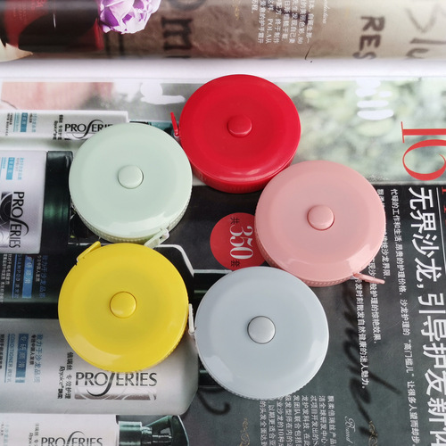Manufacturer's creative gift automatic shrinking tape 1.5m tape measure colorful plastic round tape measure wholesale can be customized with logo