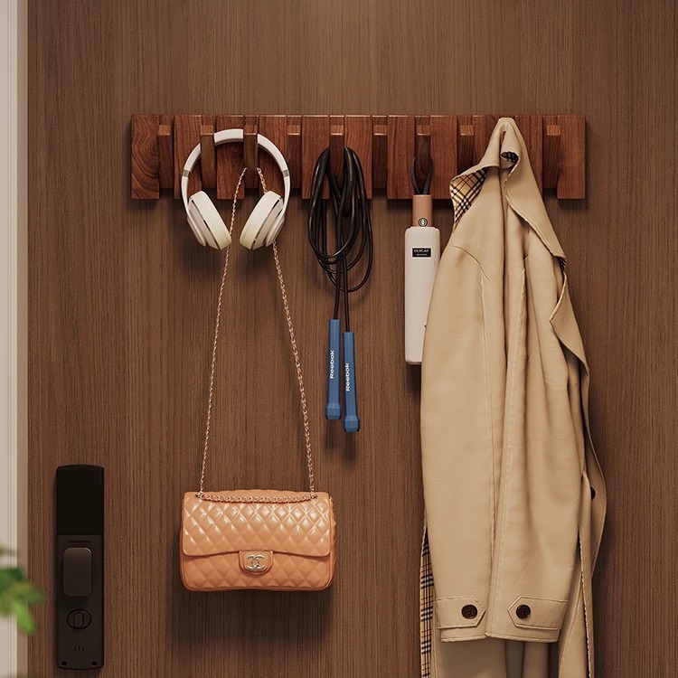 Perchero detrás de la puerta, colgador de ropa montado en la pared sin necesidad de taladrar, solución moderna para colgar ropa que ahorra espacio.