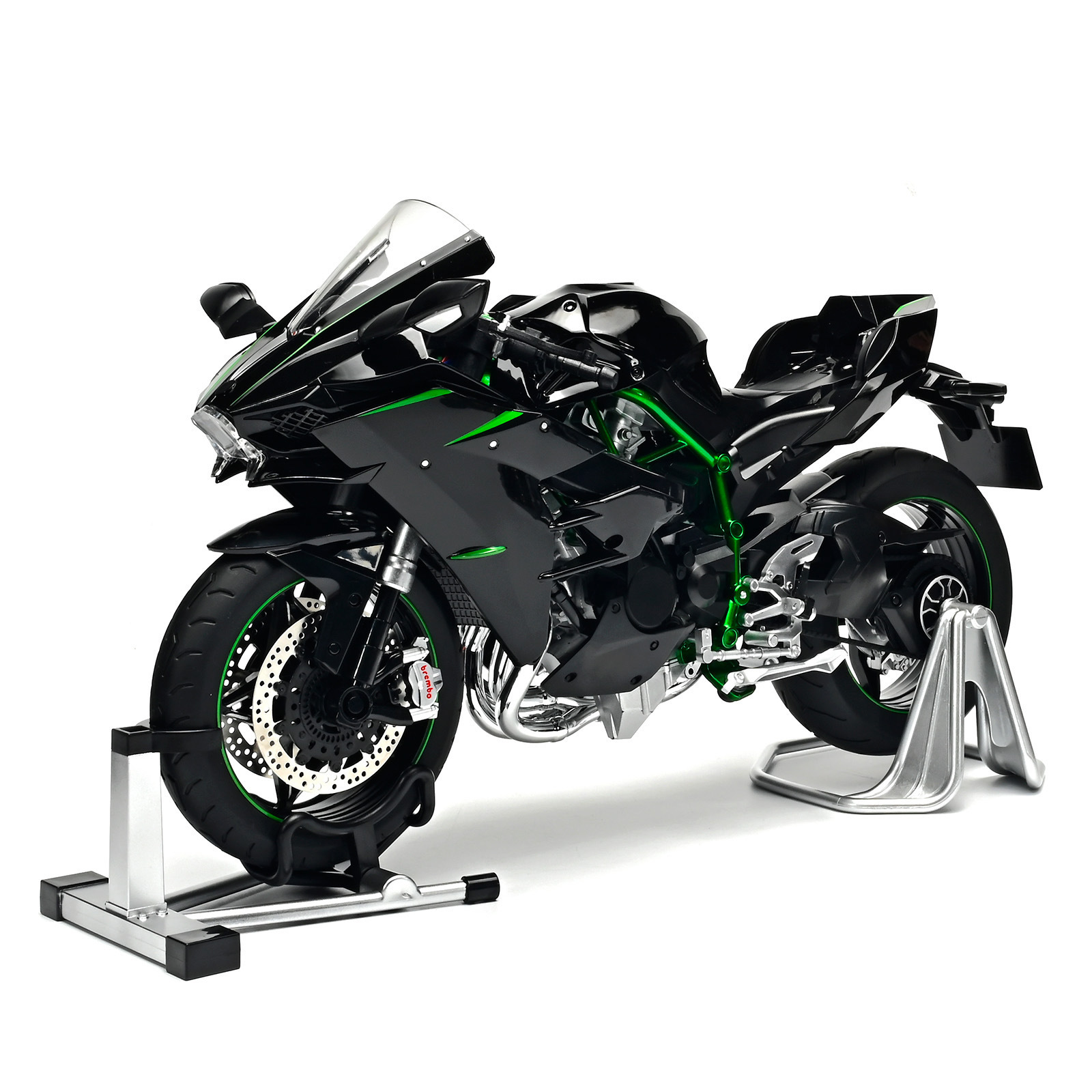 Modelo de motocicleta a escala 1:6 con encendido, motocicleta de aleación realista con arranque con llave y función de pulverización, exquisito artículo de exhibición.