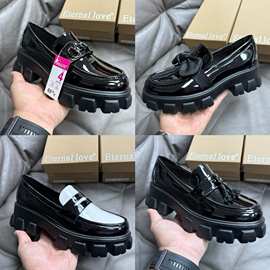 内增高单鞋女夏英伦风厚底小皮鞋中跟软底套脚懒人玛丽珍鞋