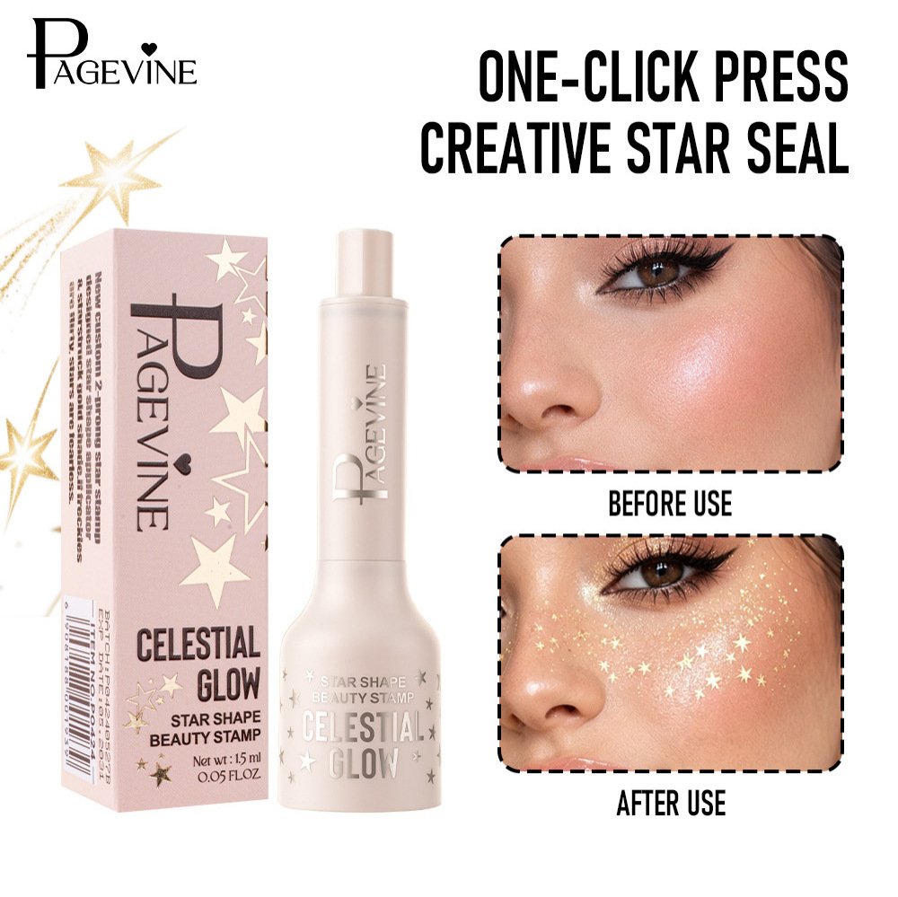 PAGE VINE Simulación de sello de pecas lápiz estrella de sello no es fácil de descolorirse punto fino lápiz brillante máscara transfronteriza
