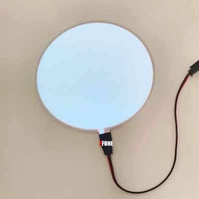 Ultra-thin circular light-emitting sheet EL cold light sheet COS model decorative light sheet battery-powered flexible light-emitting panel 12V model (Cold light sheet) - 12cm-diameter-white-battery-box