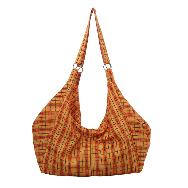 2025 primavera y verano nuevo bolso de tela a cuadros de color bolso de gran capacidad torón de hombro bajo la axila bolso de mujer