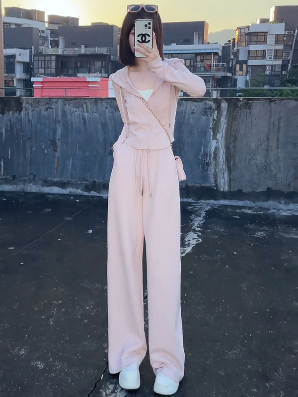 大码春秋季时尚洋气高级感显瘦两件套女连帽卫衣休闲运动套装胖mm|undefined