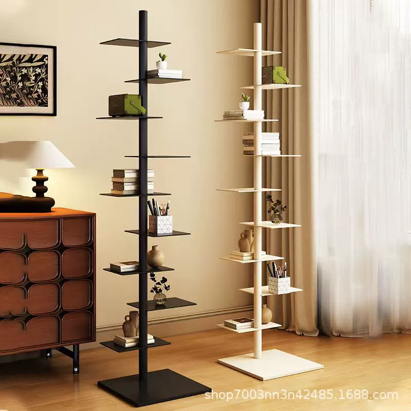 Напольная книжная полка творческая вращающаяся невидимая простая комната для гостиной кабинет многослойная железная домашняя угловая полка