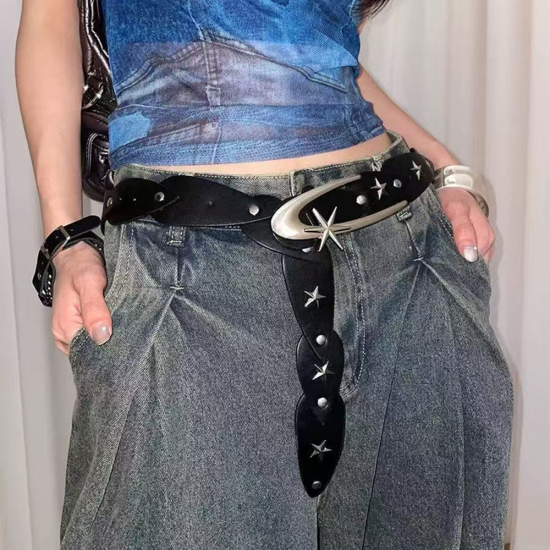 レトロなデニムデザインベルト女性の個性 y2k 古いアメリカンスタイルのジーンズベルト装飾パンツベルトトレンディ
