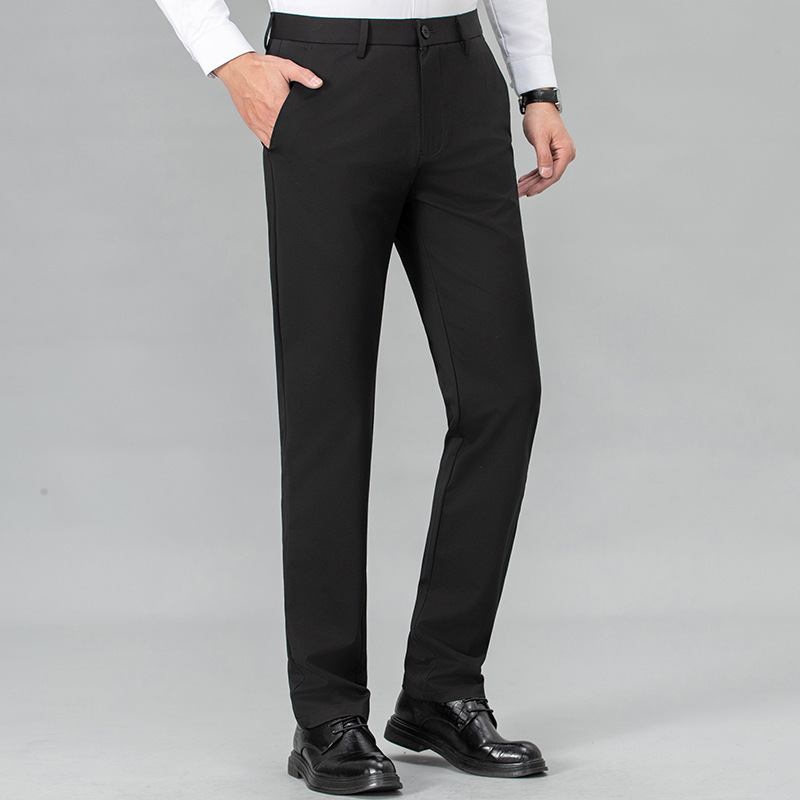 High-End Men's Casual Pants for Spring and Summer, Thin Business Slim-Fit Straight-Leg Silk Trousers with a Drape Effect, Wrinkle-Free Suit Pants High-End Men's Casual Pants for Spring and Summer, Thin Business Slim-Fit Straight-Leg Silk Trousers with a Drape Effect, Wrinkle-Free Suit Pants