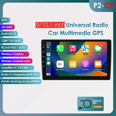 Cross-border 9-inch 10-inch universal machine Android smart car large screen navigation player reversing image all-in-one machine (DVD Navigation) - 2-32g-quad-core-wifi-version-carplay-9-inch-universal-machine