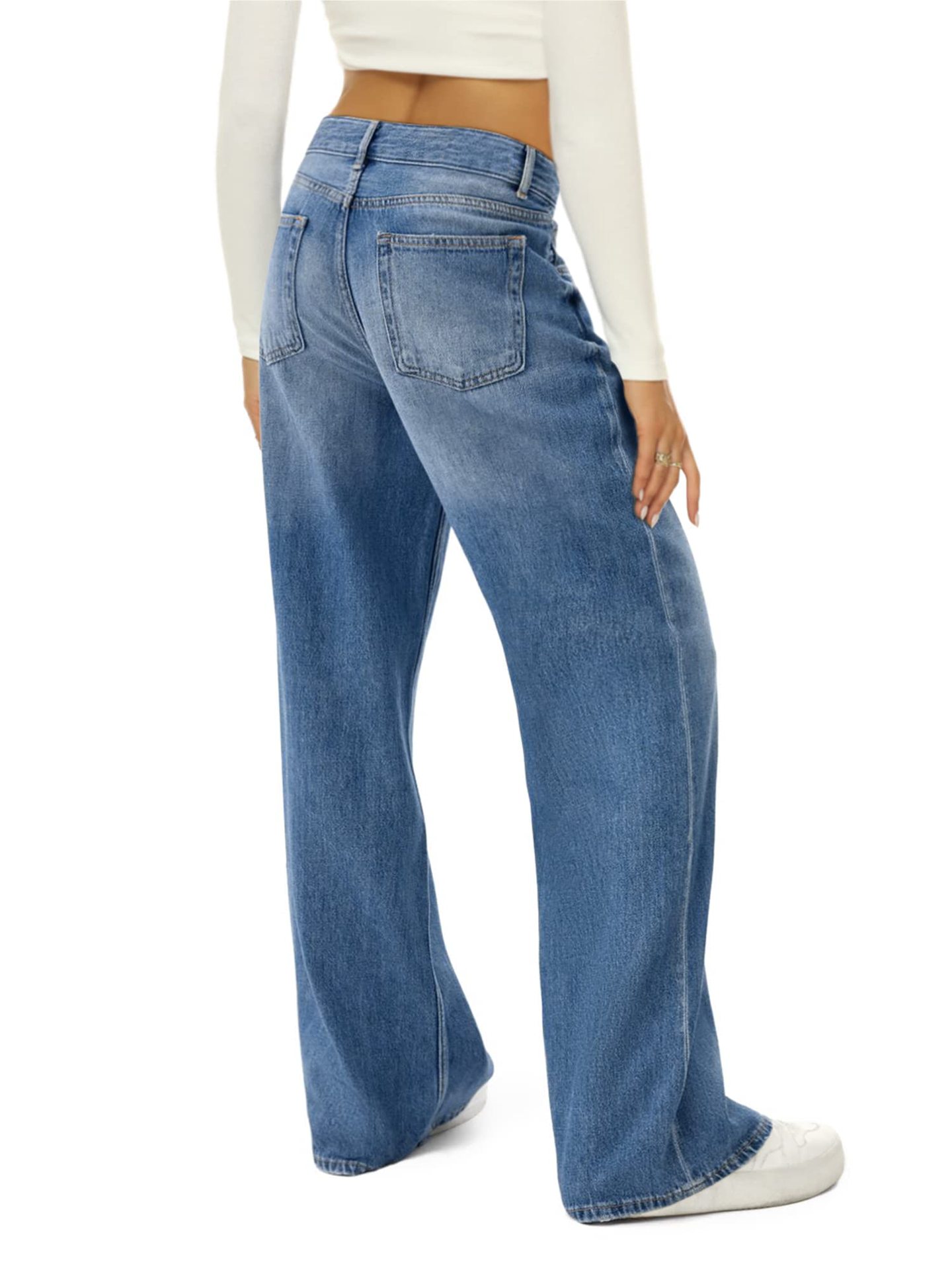 Jeans Pants Type Inelastic Elasticity Women's Daily Streetwear Solid Color Full Length Jeans