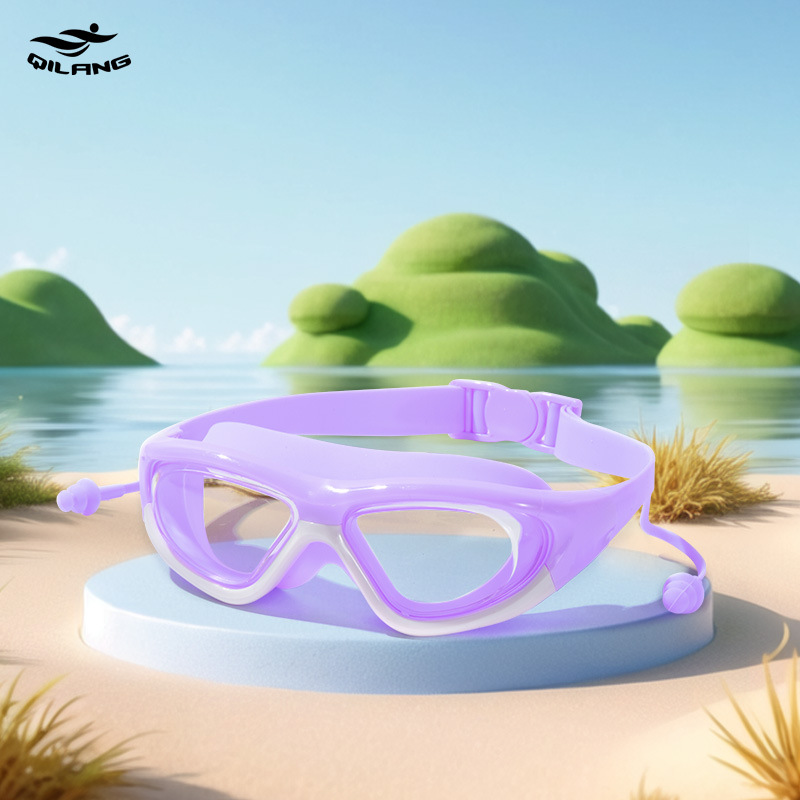 Gafas de Natación Infantiles Marco Grande de Policarbonato, Antivaho, Visión HD