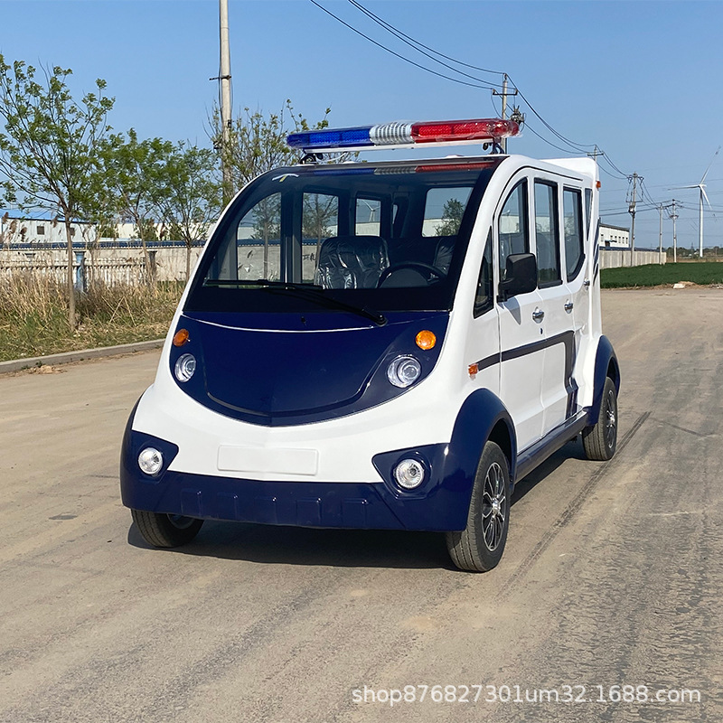 Electric Patrol Car, Four-Wheeled, 6-8 Seats, Fully Enclosed Inspection Vehicle for Campus, Urban Management, Property, Community, and Security Patrols
