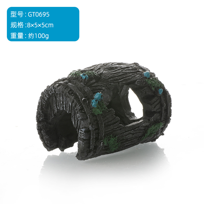 Pecera decoración de paisajismo barril de madera roto barril de vino arrastre mascota serpiente lagarto cueva acuario casa de refugio fábrica decoración hecha a mano