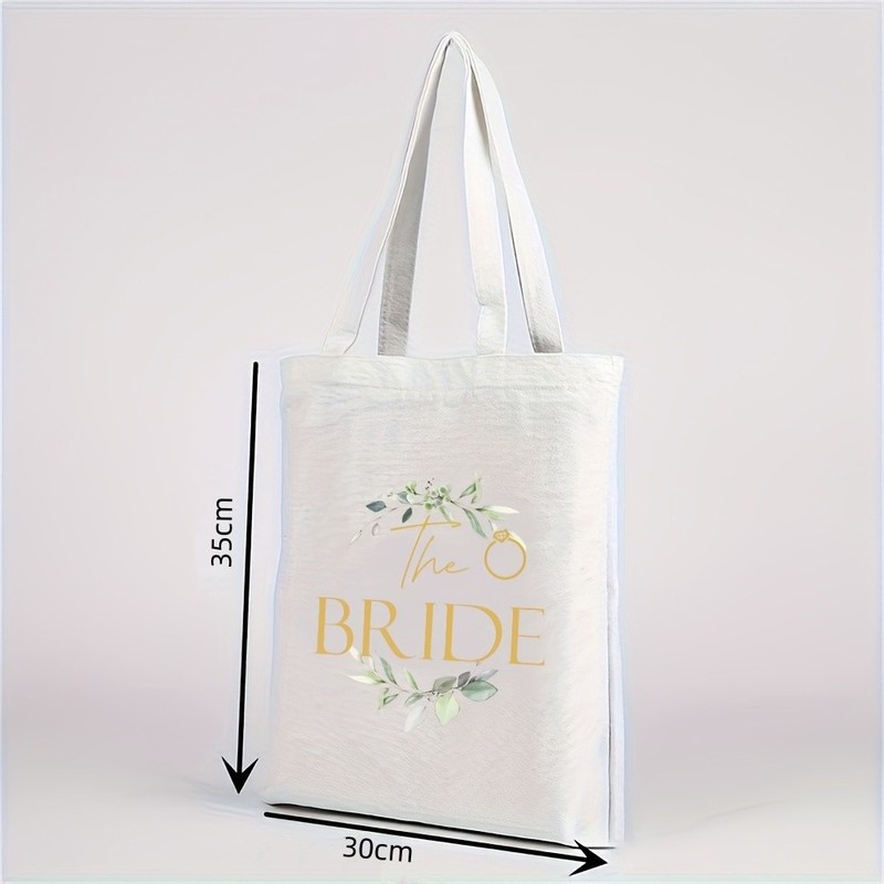 跨境新品 The Bride 白色帆布袋，新娘手提袋，创意婚礼装饰用品|undefined