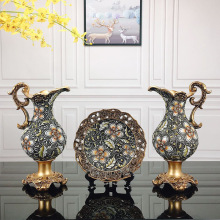 欧式奶壶花瓶摆件客厅插花干花复古创意高档奢华电视柜玄关装饰
