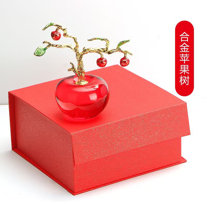 高档苹果装饰品摆件家居合金苹果树平安喜乐电视柜客厅酒柜玄关