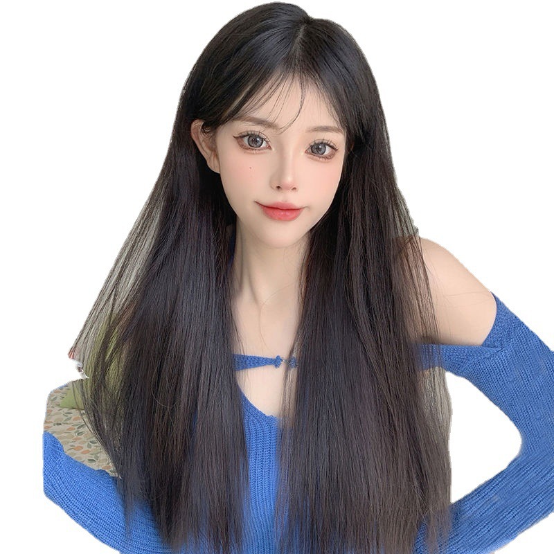 Cinco tarjetas una pieza de pelucina de cabello recto sin marcas para mujeres caminar piezas de cabello recto largo extensión de cabello largo piezas de cabello recto invisibles
