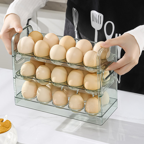 Refrigerator side door egg storage box 30 multi-layer flipping egg storage rack kitchen egg box refrigerator crisper