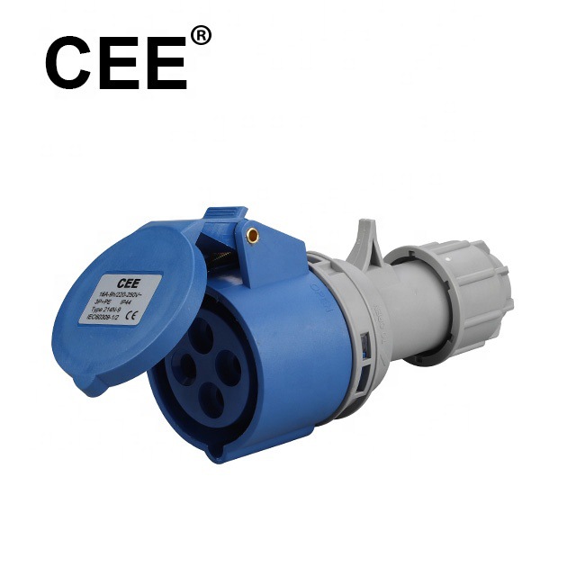CEE-214N-9/224N-9蓝色9H 16/32A 220V IP44 3P+E工业插座联接器