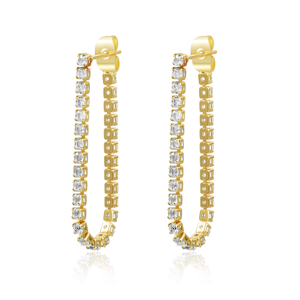 Simple Style U Shape Copper Plating Zircon Earrings 1 Pair