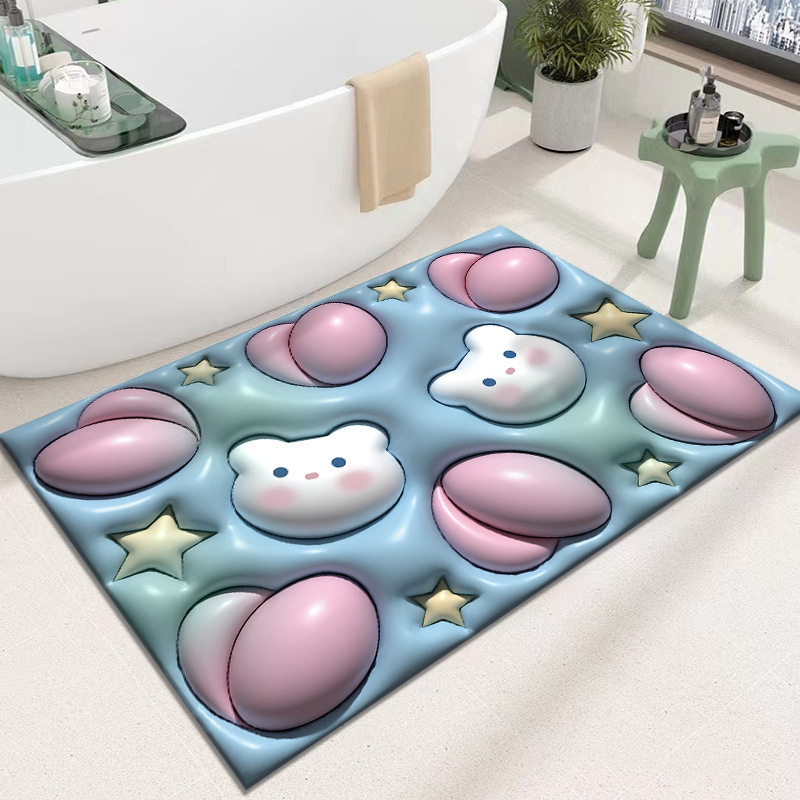 クリエイティブ3D膨張花卉珪藻泥浴室トイレ吸水速乾足マット家庭用汚れ防止玄関マット|undefined