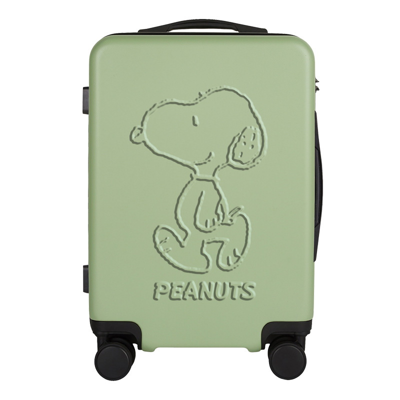 Snoopy equipaje femenino fresco trolley caso de contraseña de viaje estudiante masculino caso de cuero de dibujos animados caso de entrega de una sola pieza