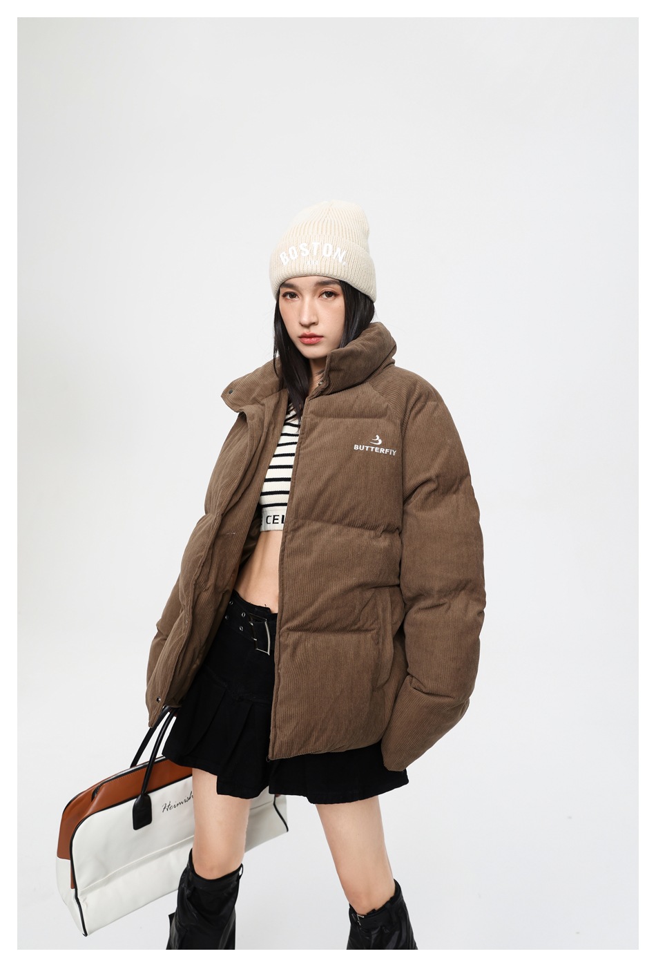 OIRTD winter nieuwe corduroy opstaande kraag voor zowel mannen als vrouwen, warme jas, dikke katoenen jas MY595_voghion.com