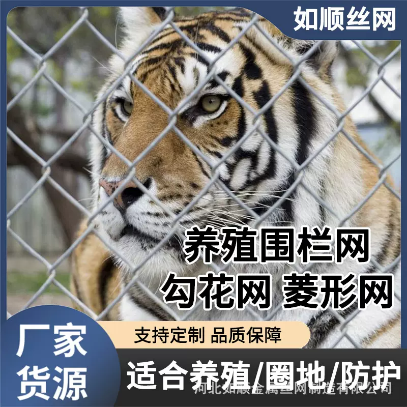 热镀锌铁丝网围栏圈老虎防护养殖钢丝勾花网养狮子狗熊隔离护栏网