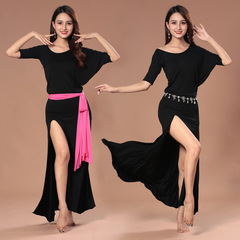 New autumn and winter belly dance practice clothes, robes, plus size slimming oriental dance performance modal skirt bat