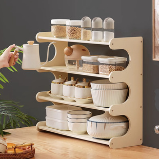 Kitchen Countertop Spice Rack Storage Rack Supplies Organizer Rack Layered Multi-Functional Storage Cabinet Cabinet Artifact