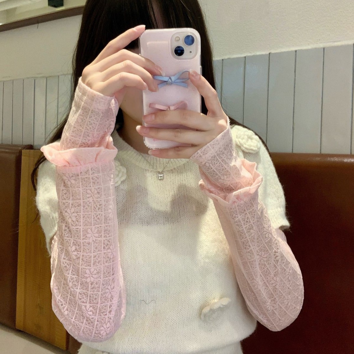 泡泡袖女袖子蕾丝护臂防紫外线夏天冰丝开车骑车透气防晒袖套户外