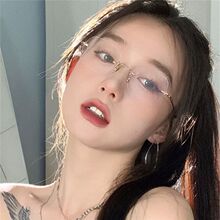 纯欲金丝无框眼镜女小框金边简约御姐无边框近视可配有度数