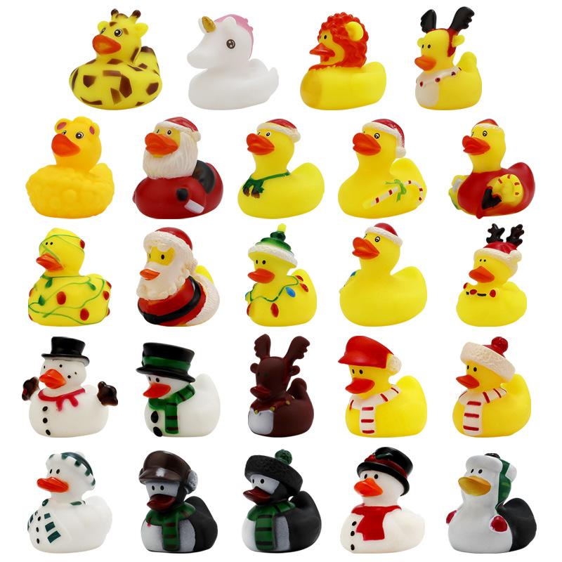 Creative Christmas Baby Bath Duck Toy That Makes Sounds When Squeezed, Children's Bathroom Bath Toy